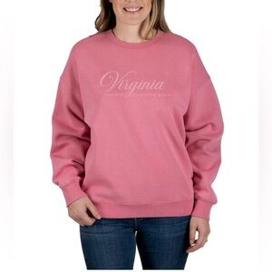 Pink Oversized Virginia Long Sleeve Sweatshirt Crewneck NWT XS
